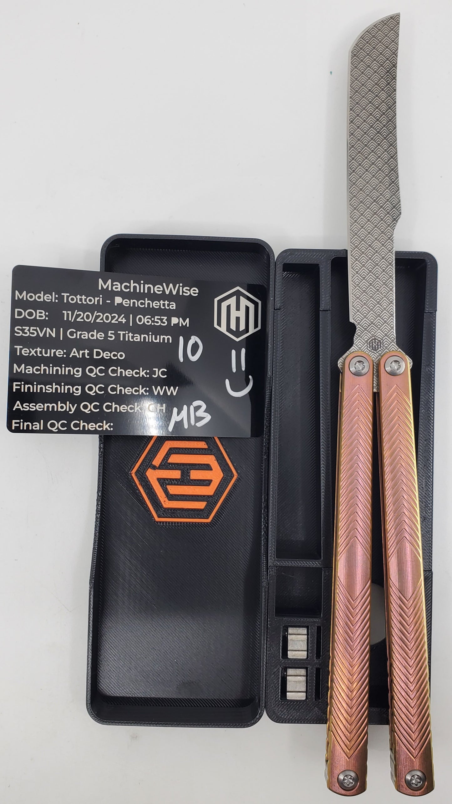 Machinewise Tottori Penchetta 2nd Special Edition Art Deco Handle Milling Balisong