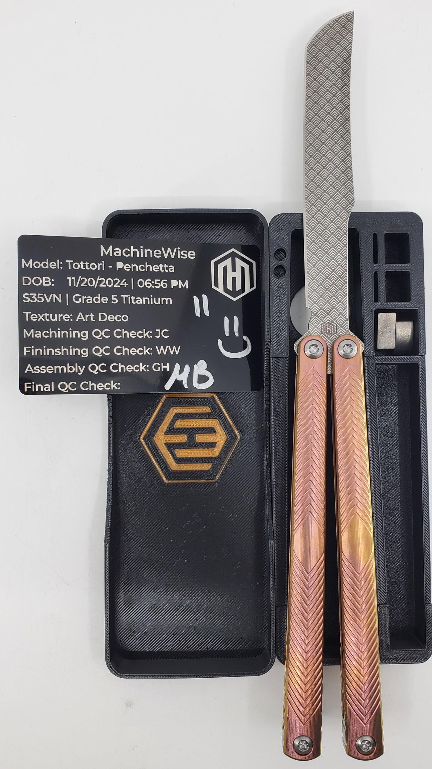 Machinewise Tottori Penchetta 2nd Special Edition Art Deco Handle Milling Balisong