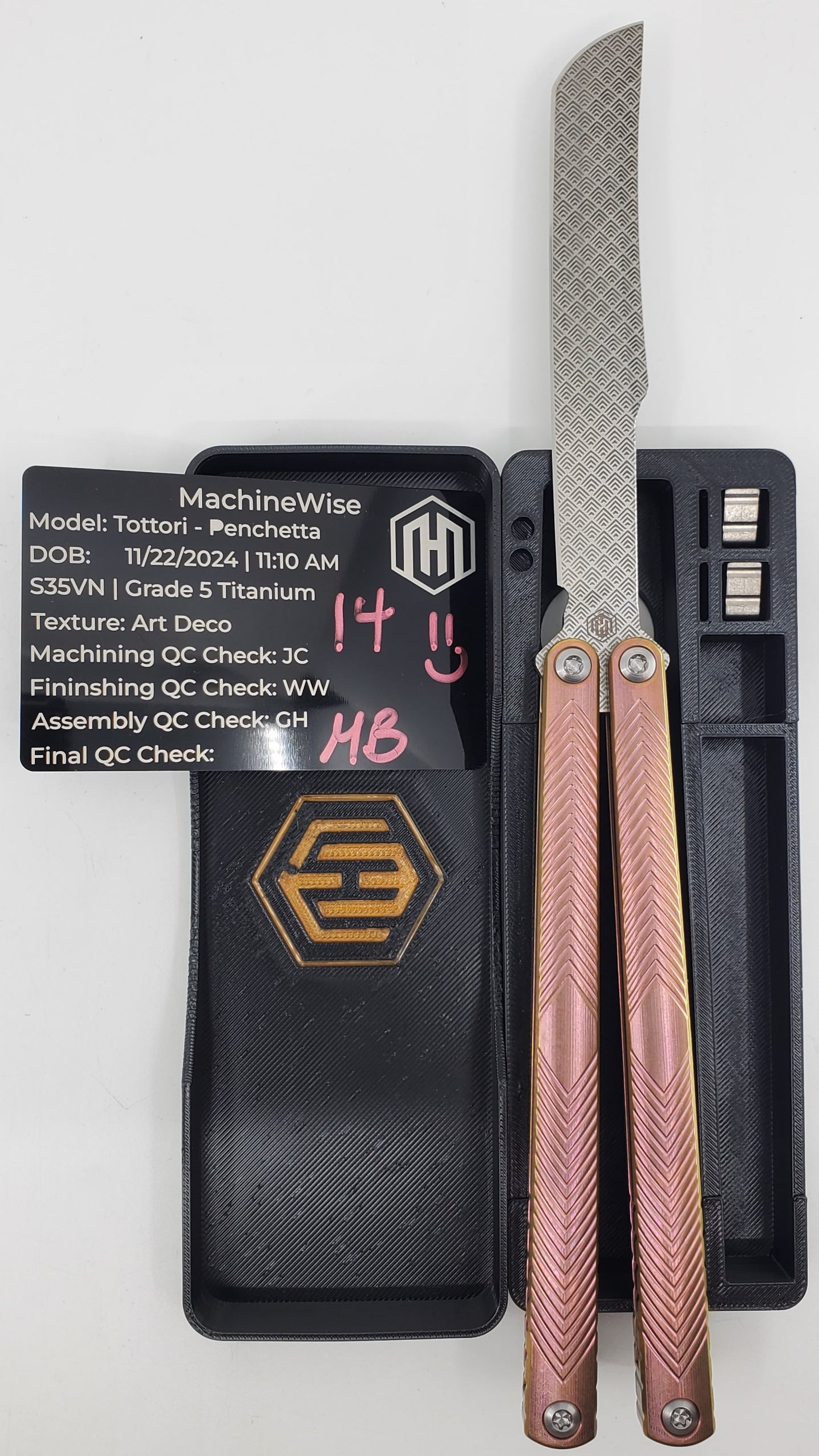 Machinewise Tottori Penchetta 2nd Special Edition Art Deco Handle Milling Balisong