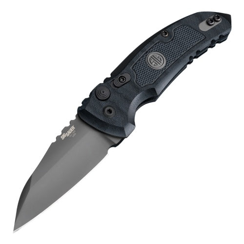 Hogue SIG Sauer A01 Microswitch G10 Handle w/ SIG Medallion Wharncliffe Black Auto Folding Knife