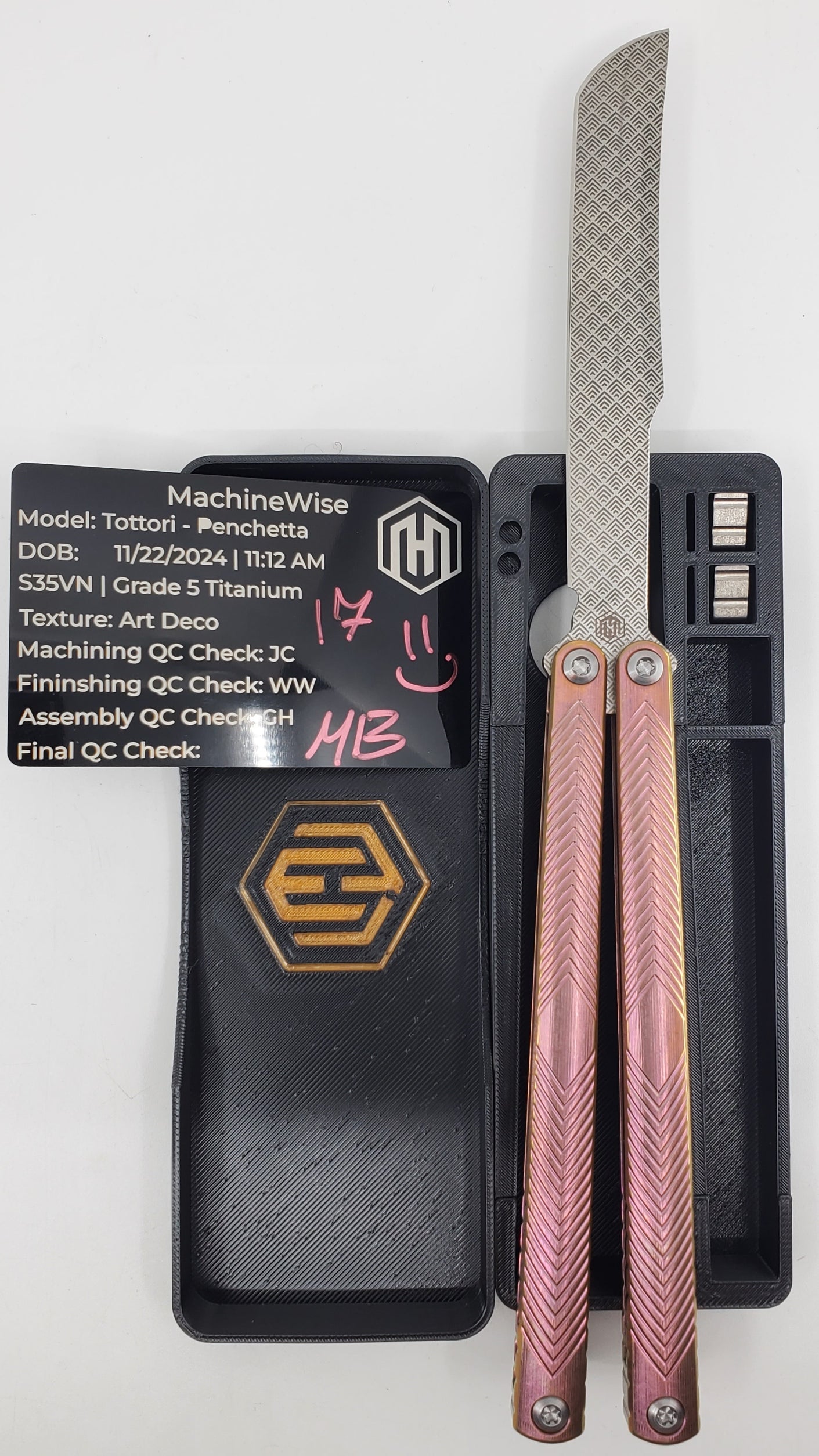 Machinewise Tottori Penchetta 2nd Special Edition Art Deco Handle Milling Balisong