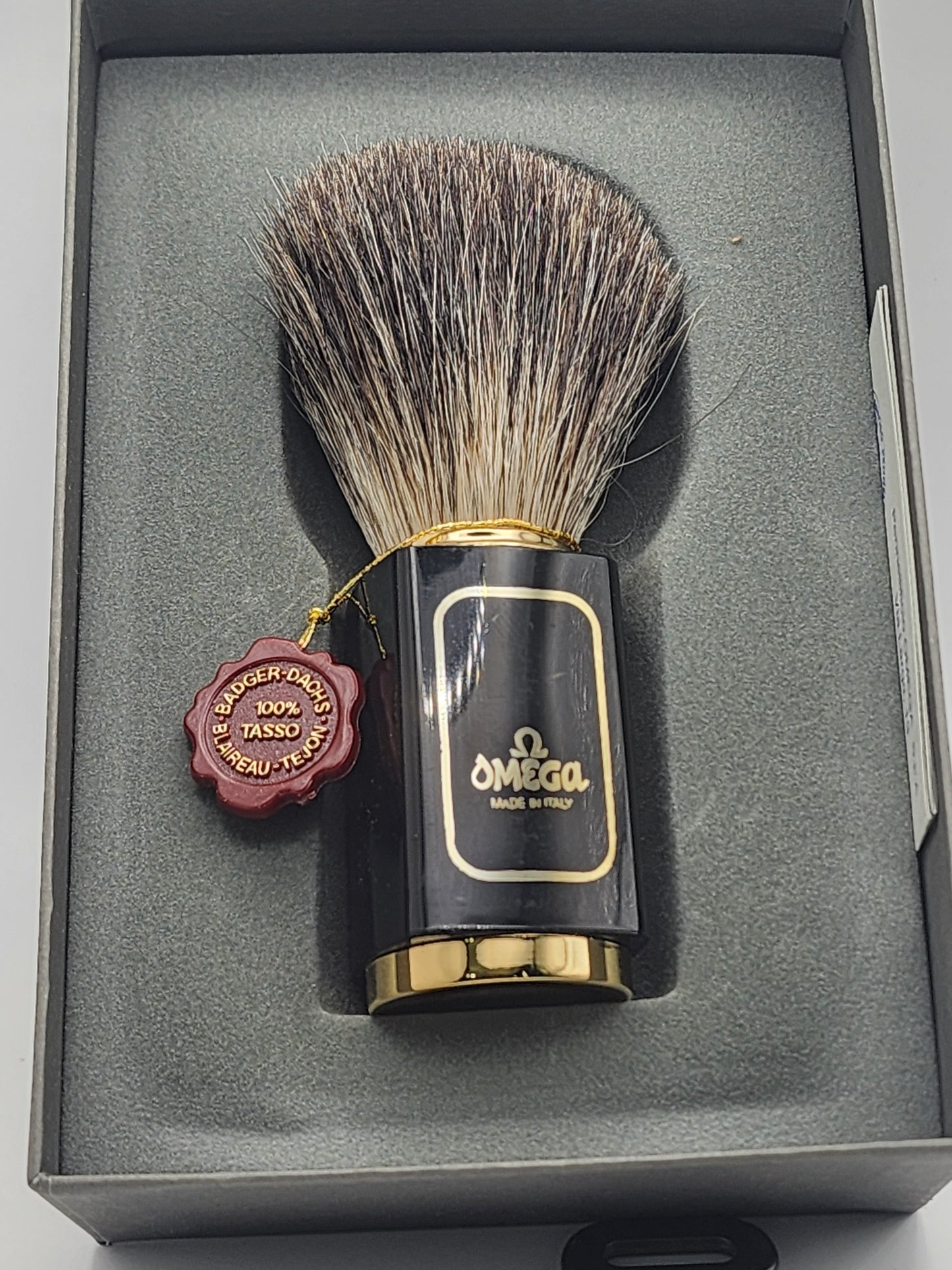 Omega Shave Brush 6190 Pure Badger Black Handle