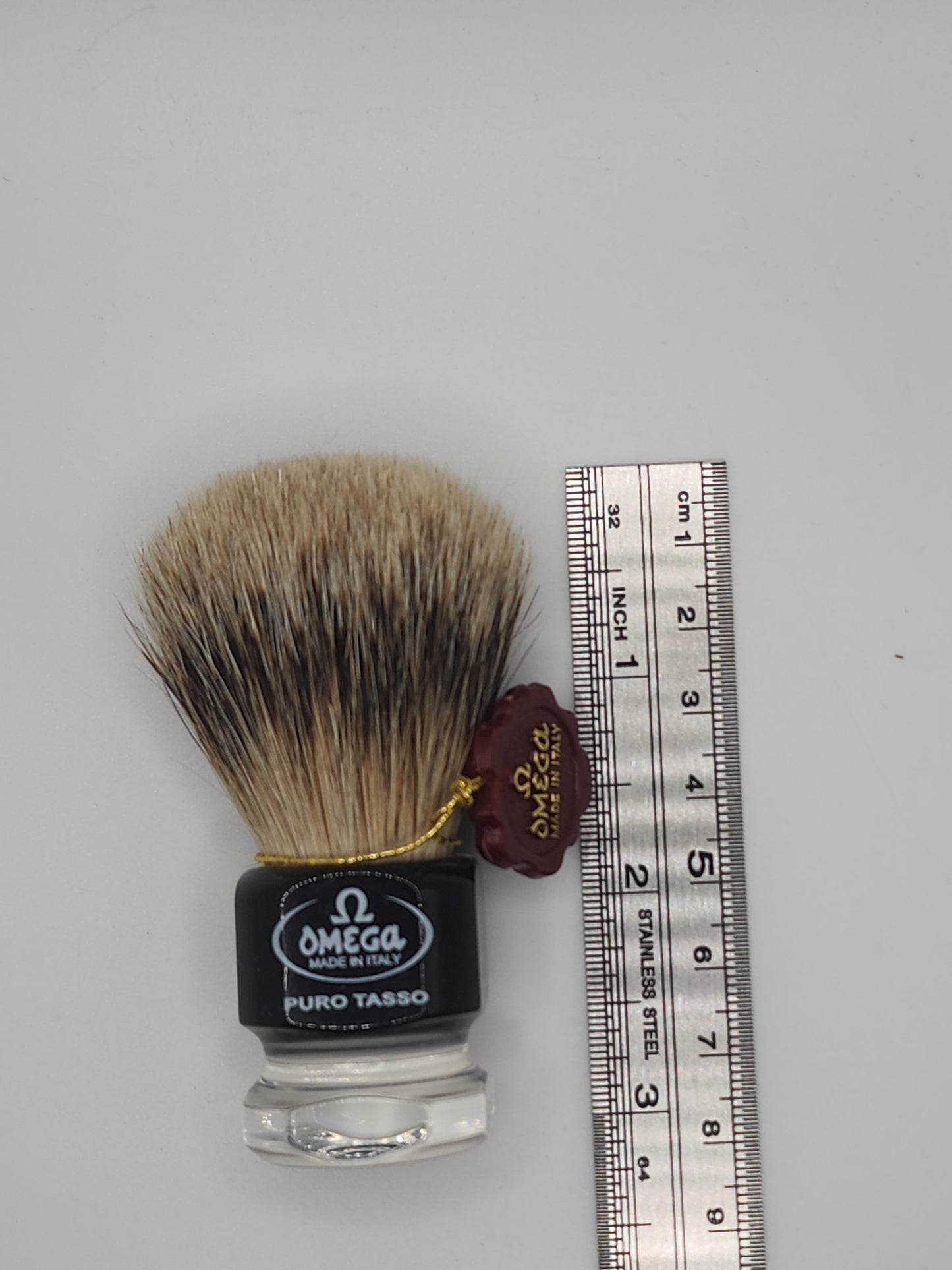 Omega 615 1st Grade Super Badger Hair  SMALL Shaving Brush with Free Stand