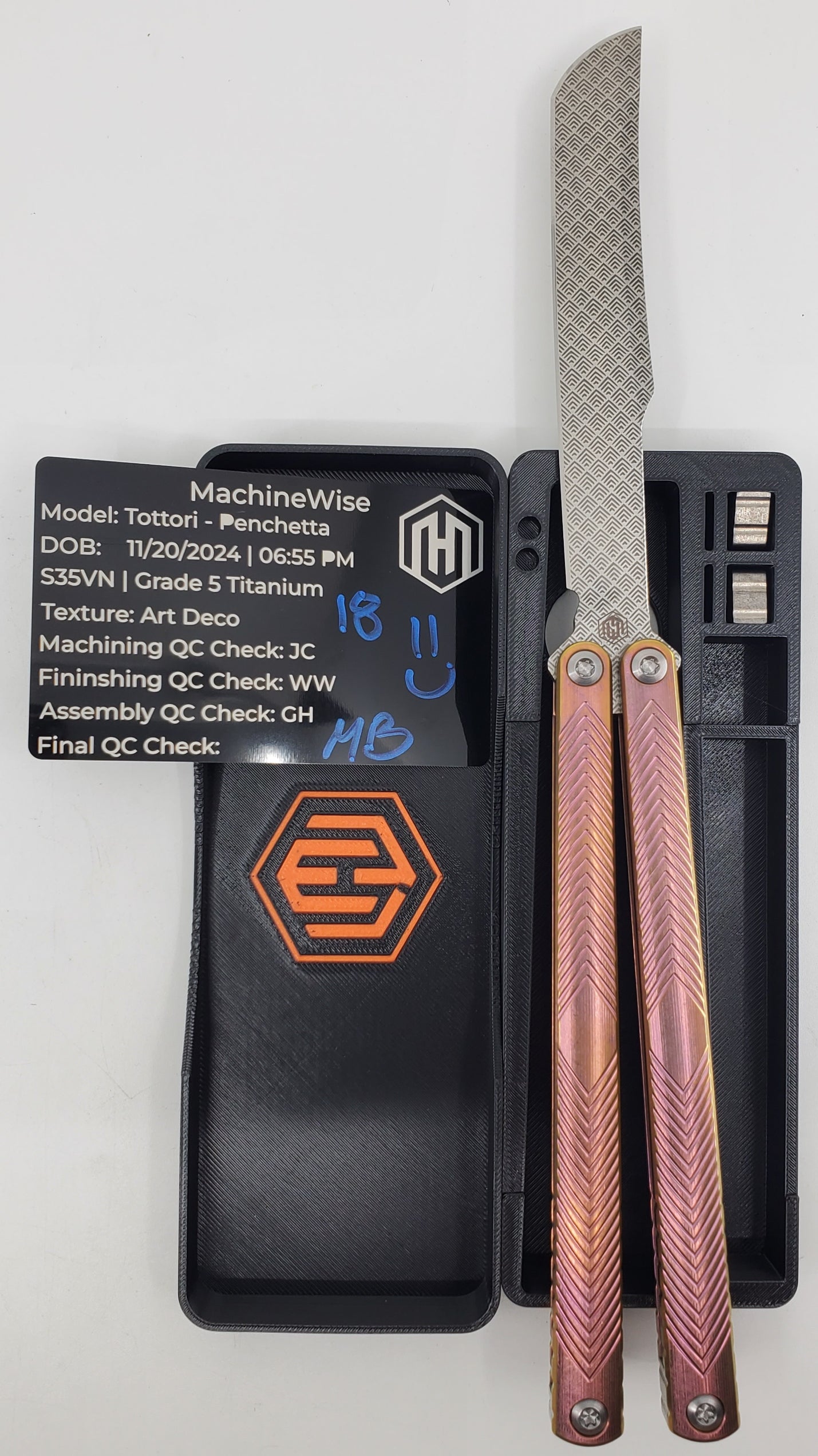 Machinewise Tottori Penchetta 2nd Special Edition Art Deco Handle Milling Balisong