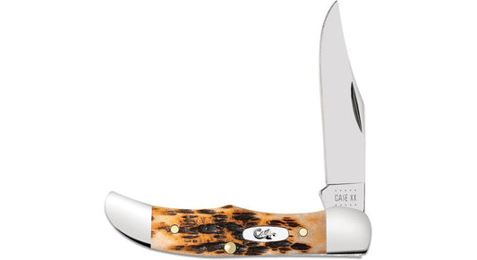 Case Knives Peach Seed Jigged Amber Bone Pocket Hunter Slip Joint Knife