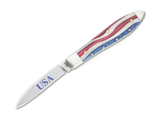 Case Knives Teardrop Star Spangled Natural Bone Handle Slip Joint Knife