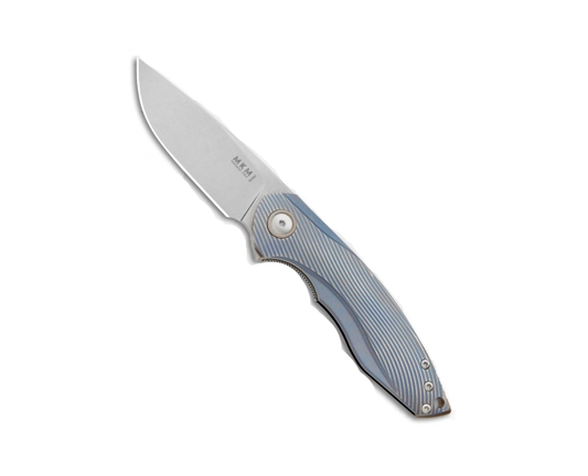 MKM Timavo Titanium 3D Machined Anodized Blue+ Bronze Liner Lock Folding Knife