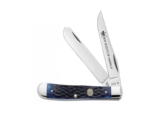 Case Knives Boy Scouts of America Blue Bone Trapper Liner Lock Knife