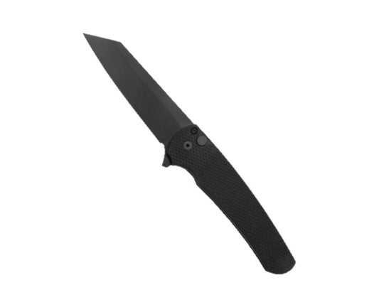 Protech Malibu Textured Black Handle w/ Black Reverse Tanto Blade Magnacut