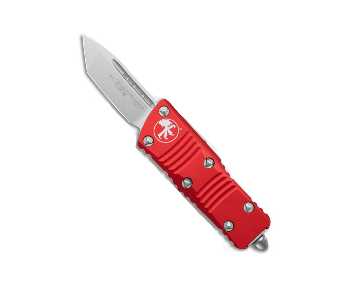 Microtech Troodon Mini Red Stonewash Standard Tanto Out the Front Knife