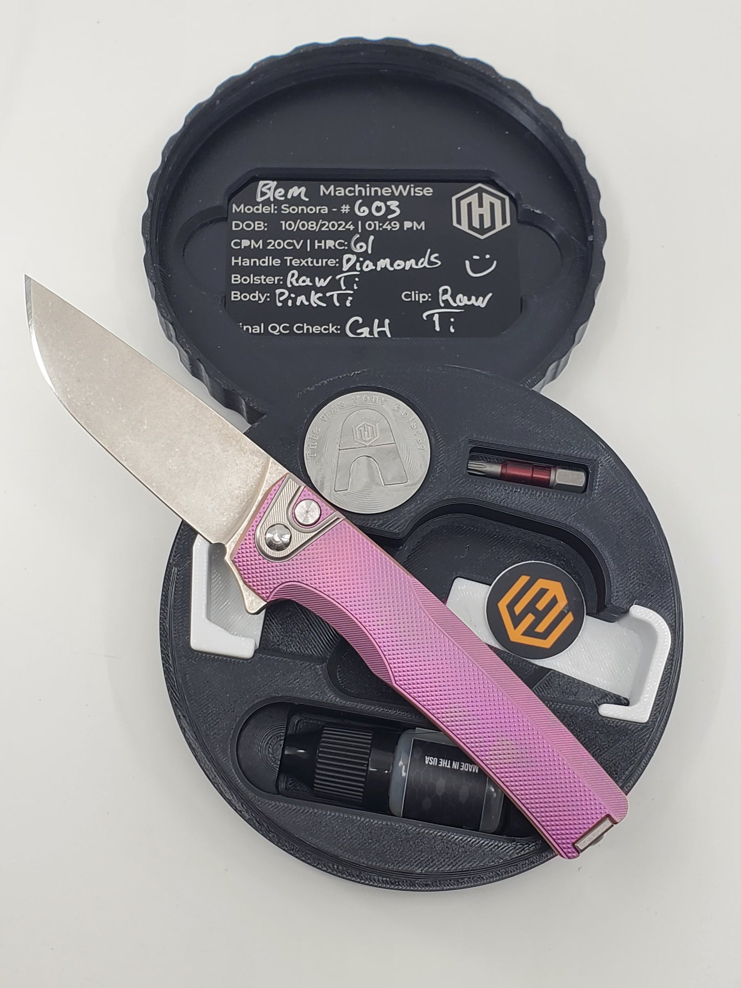 MachineWise Sonora #603 (CPM 20CV | Titanium Bolster) Diamond Pattern Handle - Blemished