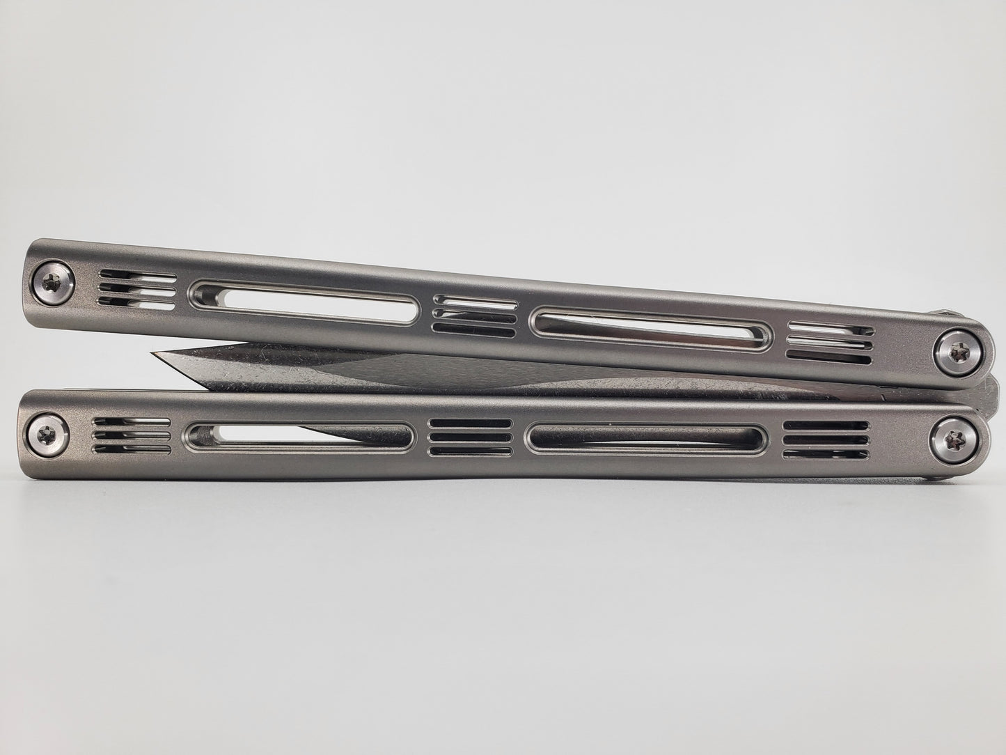 LDY Aquatic Silver Live Blade Balisong