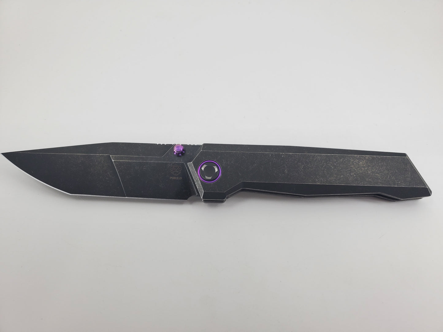 Poikilo Tactical Salvator Black / Purple w/ Blurple Clip Framelock Folding Knife