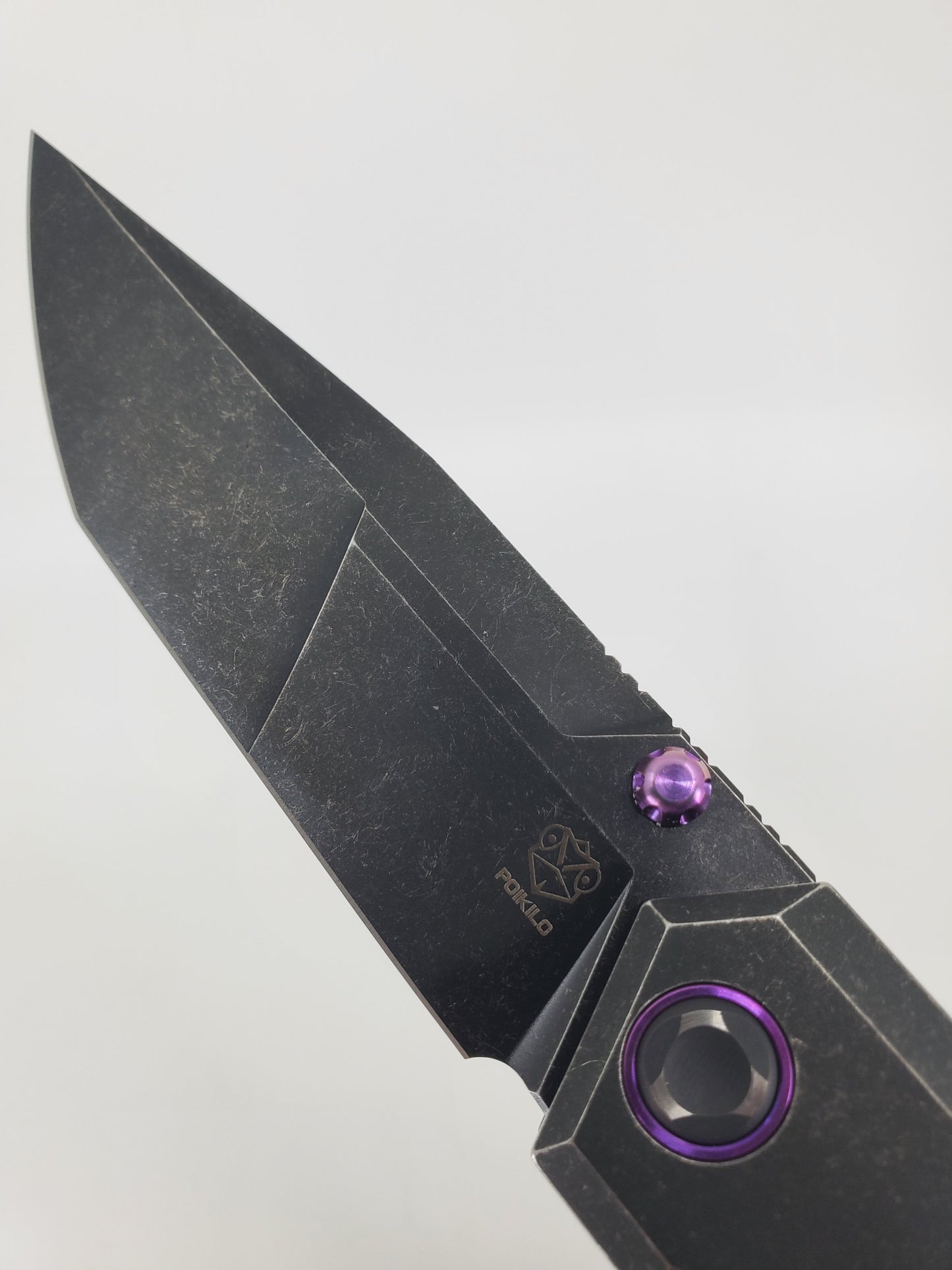 Poikilo Tactical Salvator Black / Purple w/ Blurple Clip Framelock Folding Knife