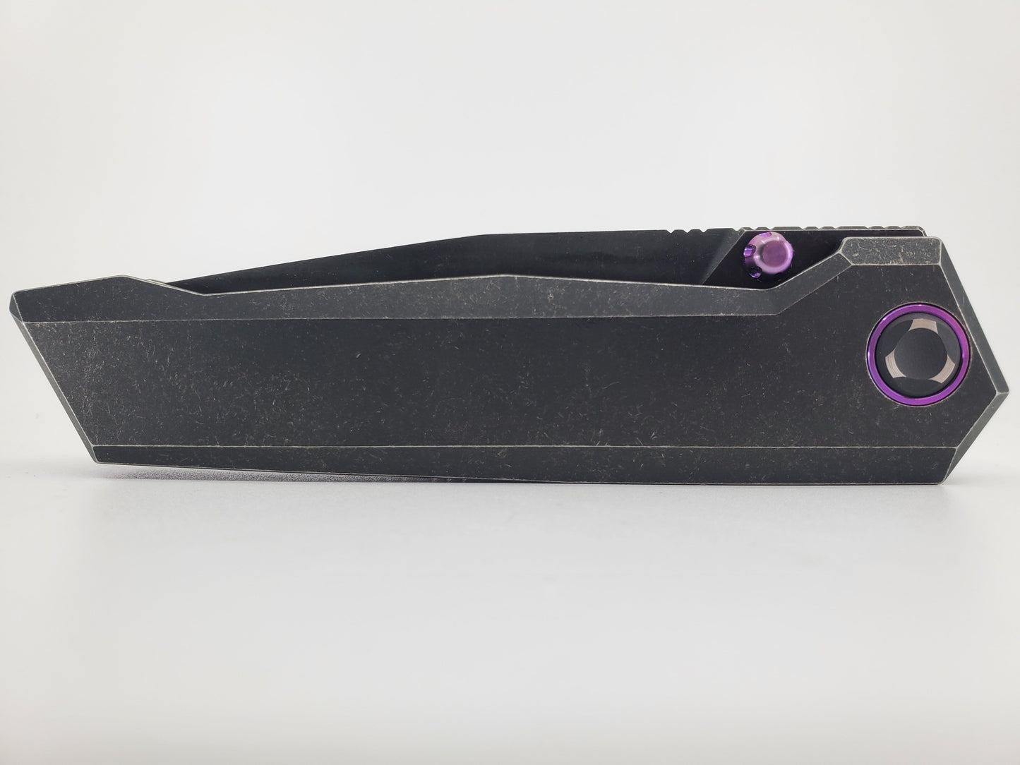 Poikilo Tactical Salvator Black / Purple w/ Blurple Clip Framelock Folding Knife