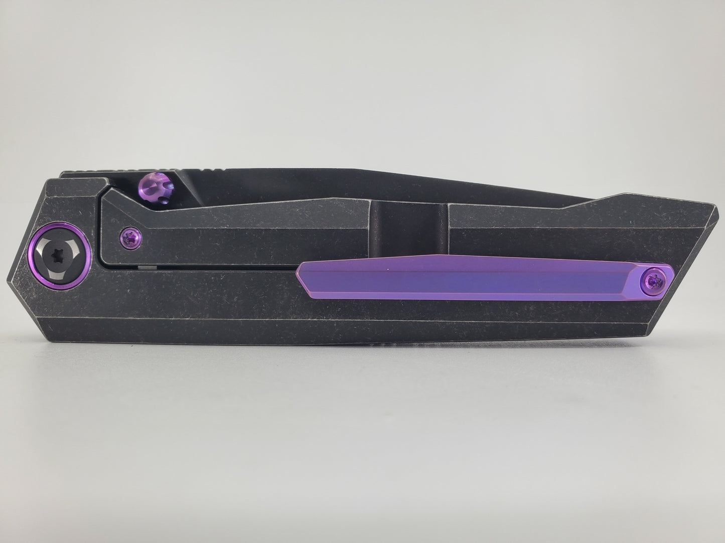 Poikilo Tactical Salvator Black / Purple w/ Blurple Clip Framelock Folding Knife