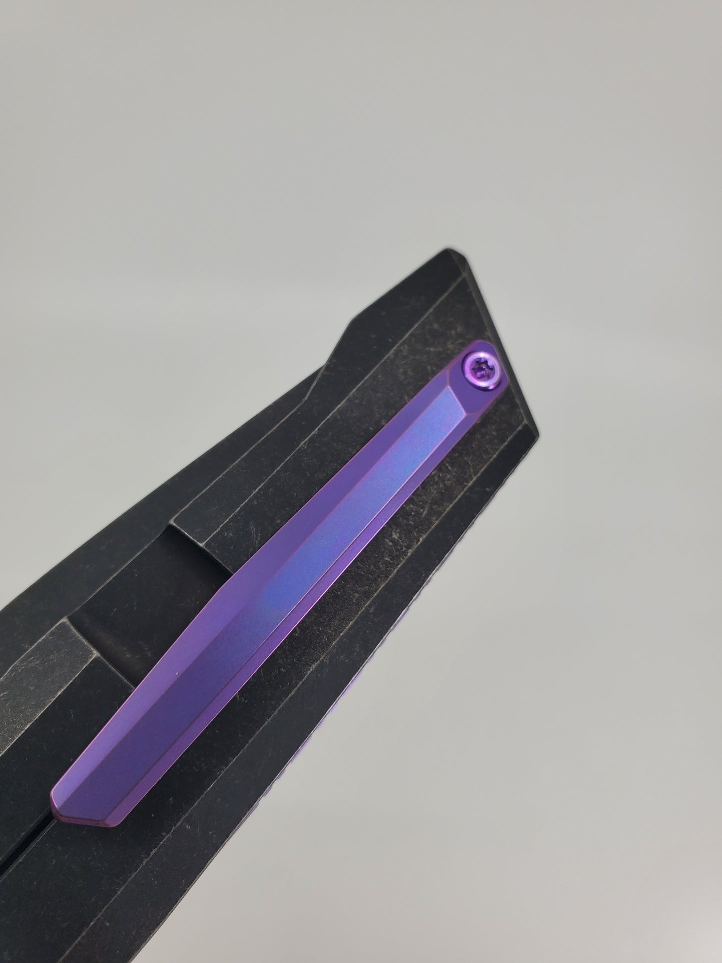 Poikilo Tactical Salvator Black / Purple w/ Blurple Clip Framelock Folding Knife