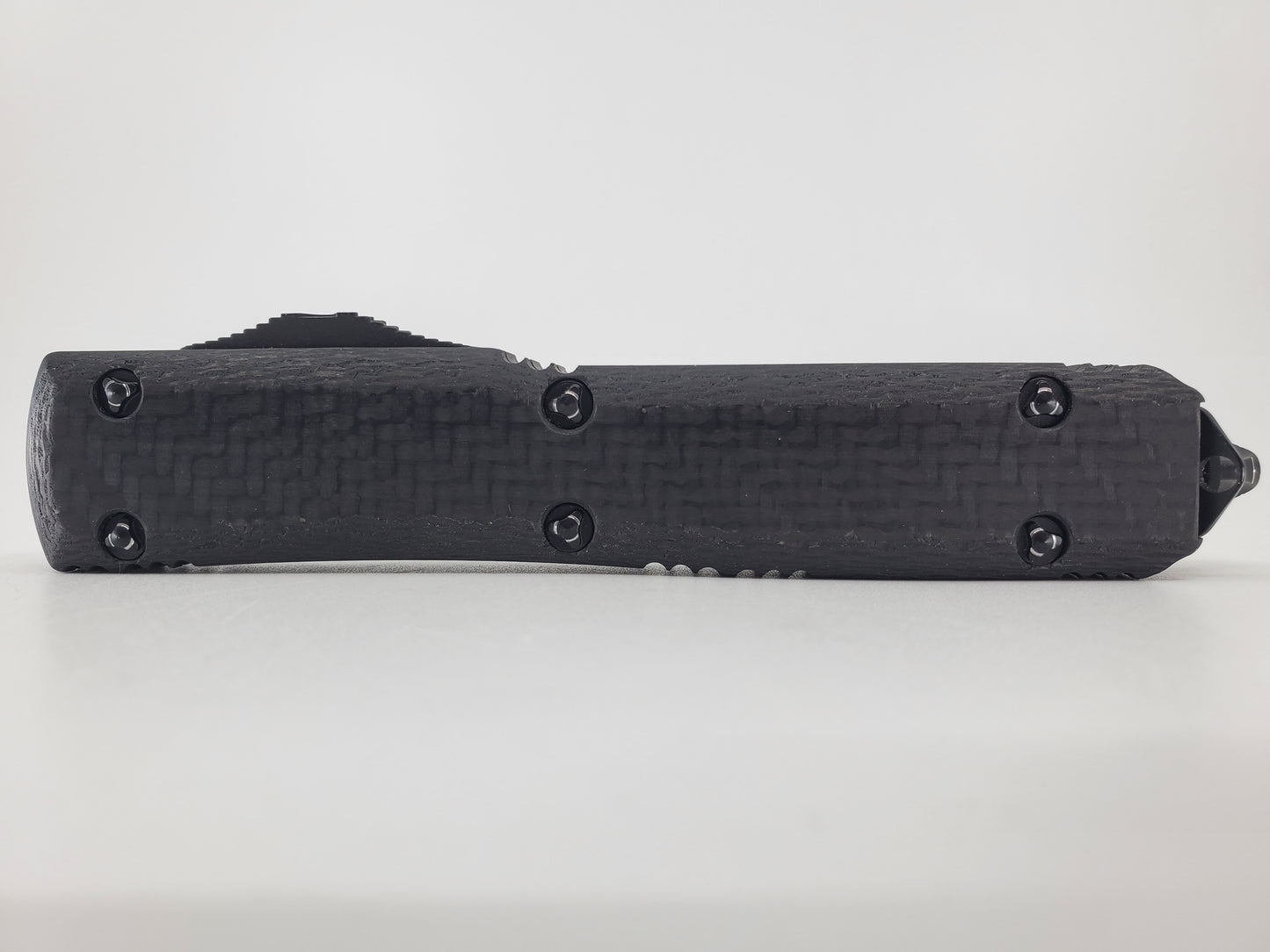 *Consignment* Microtech Ultratech D/E Damascus CF Front Plate Standard Out the Front Knife