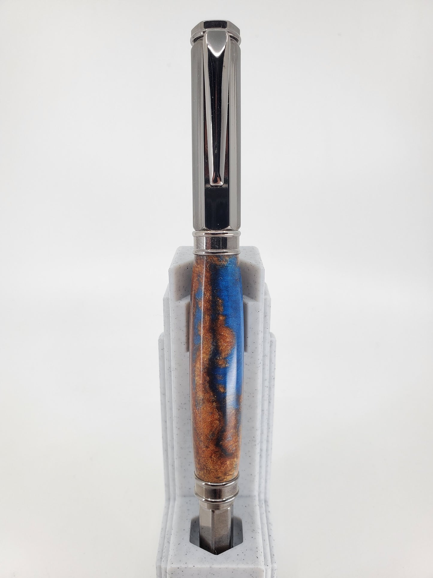 Rhys's Pieces Handcrafted "Copper Sea" Resin Body w/ Vortex Gun Metal Hardware Magnetic Cap Rollerball Pen