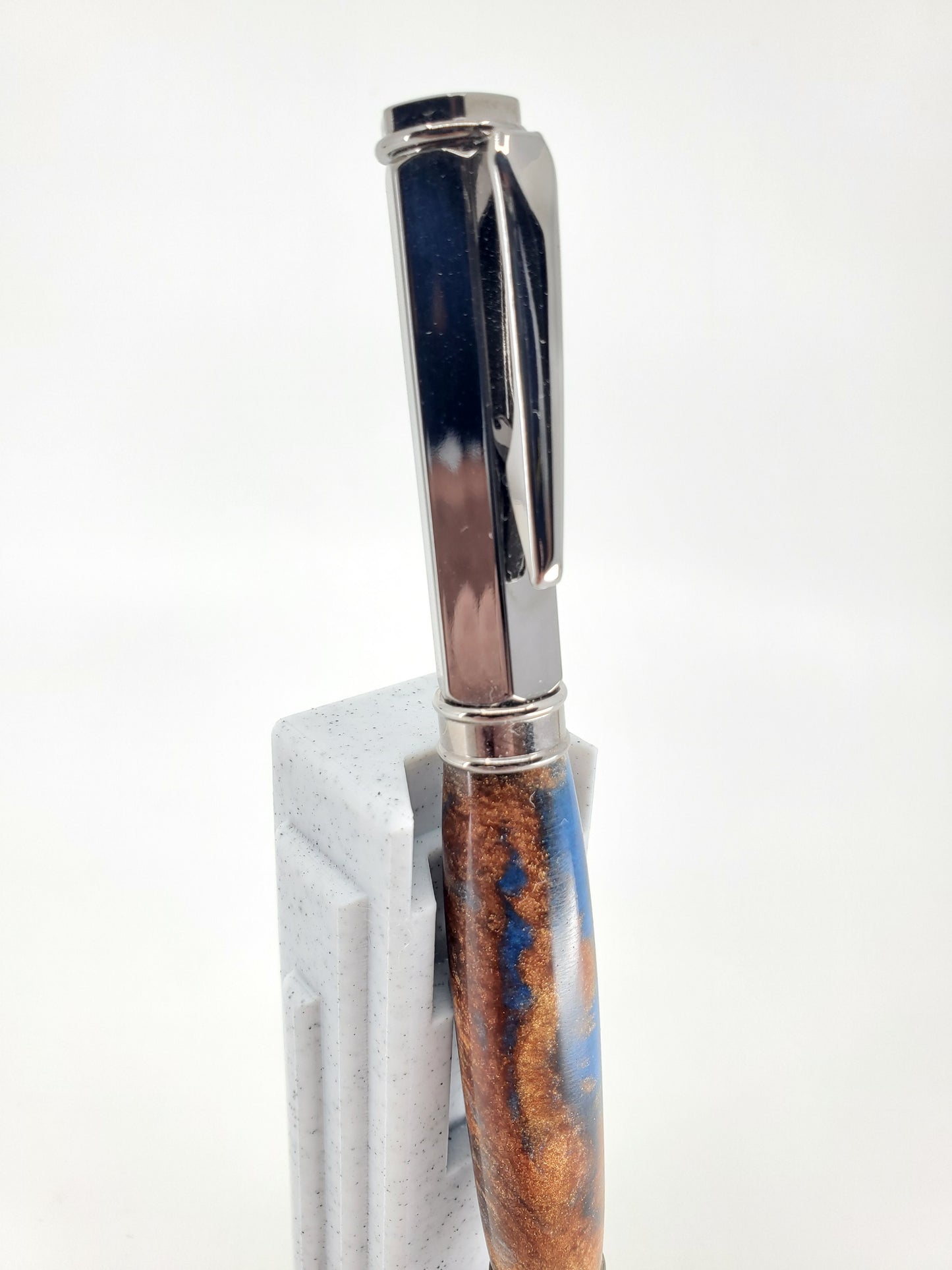 Rhys's Pieces Handcrafted "Copper Sea" Resin Body w/ Vortex Gun Metal Hardware Magnetic Cap Rollerball Pen