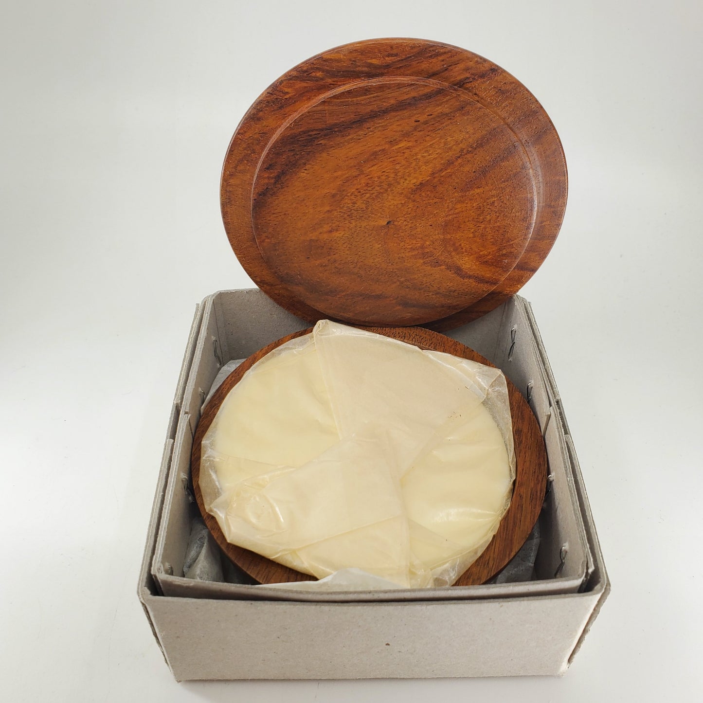 Smooth Wooden Shaving Soap Bowl w/ Soap