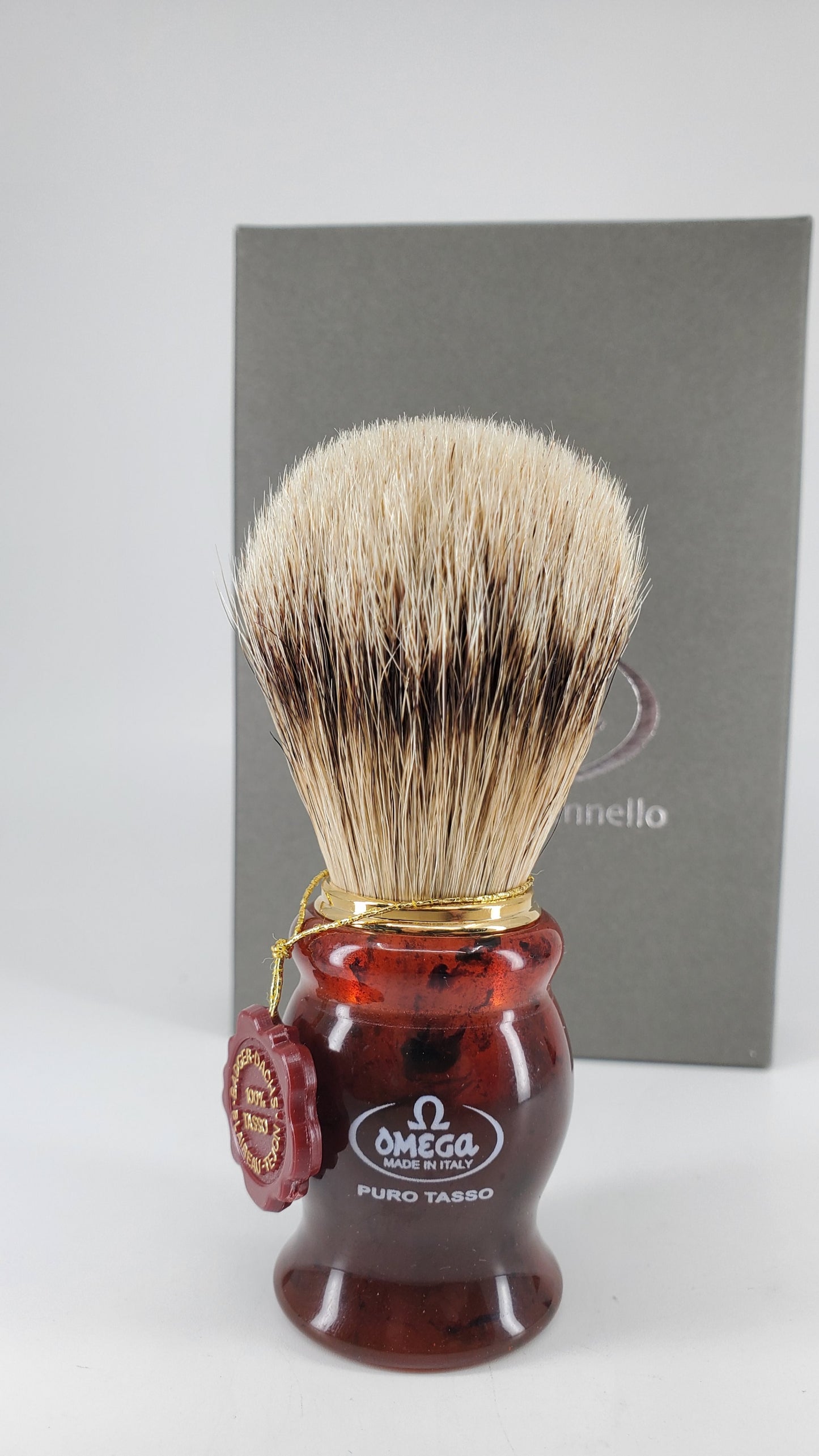 Omega 100% Pure Badger Shaving Brush Brown Resin Body