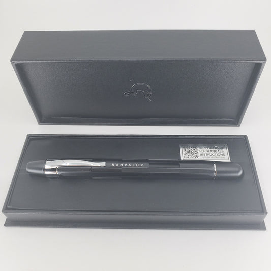 Nahvalur Eclipse Black Silver Capless Fountain Pen Medium Nib