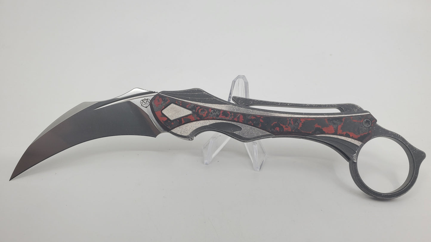 Poikilo "Thorny Devil" Karambit Red DSW Folding Knife