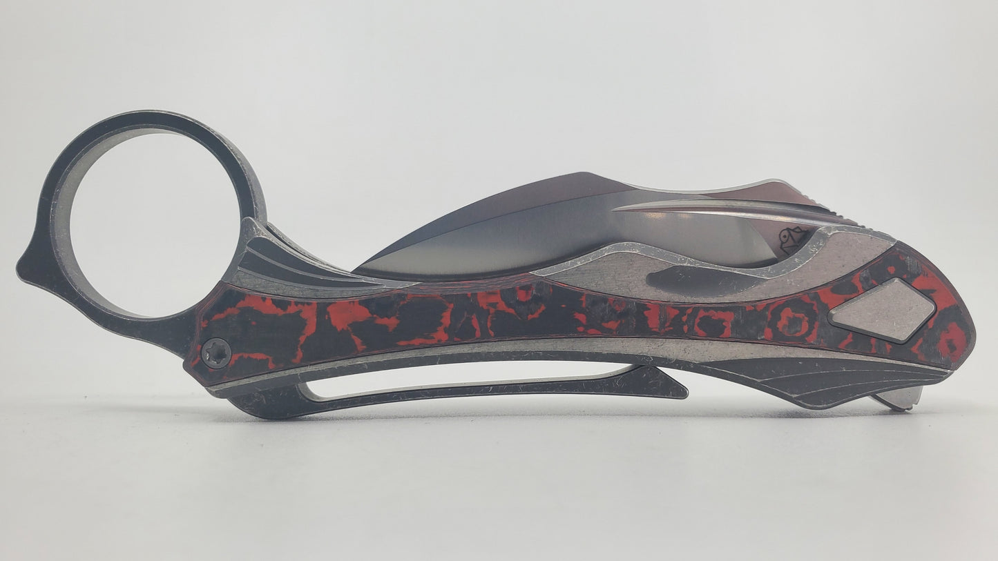 Poikilo "Thorny Devil" Karambit Red DSW Folding Knife