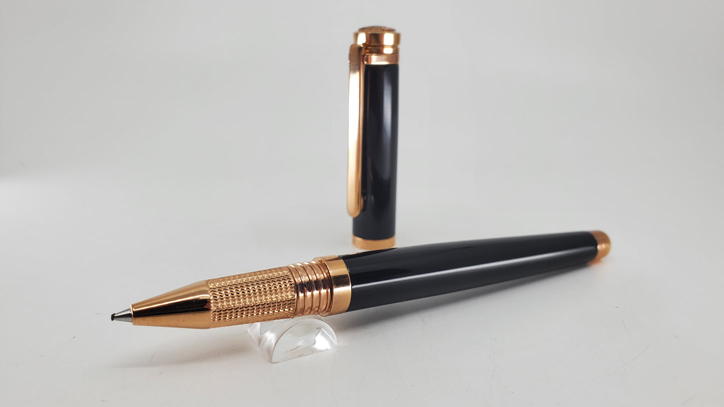 Laban Elegant Black and Rose Gold Rollerball Pen