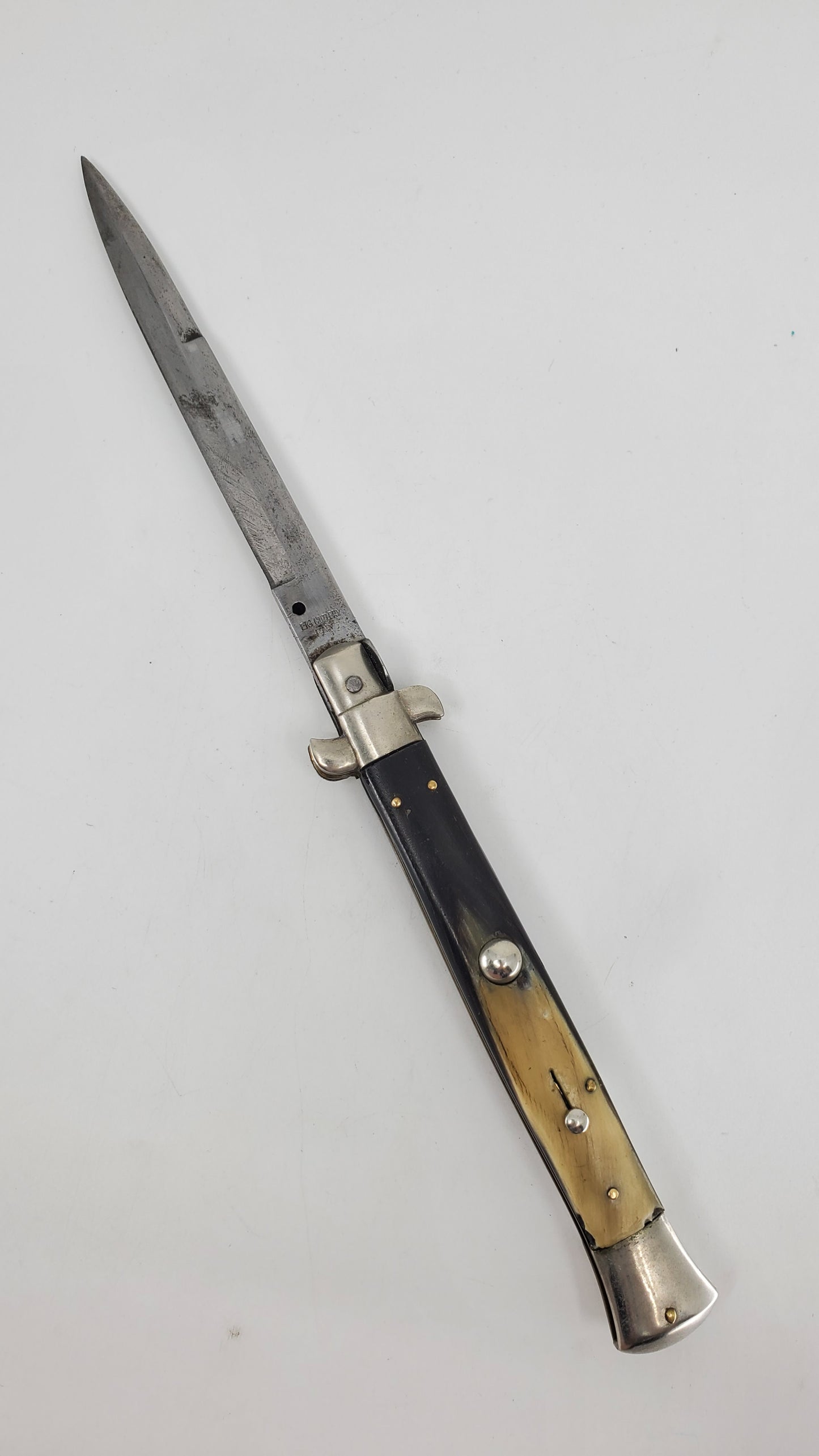 *Consignment* 1940's Italian Pick-lock Switchblade with Horn Scales Auto Folding Knife