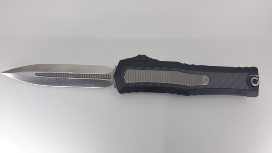 Microtech Atreus D/E Cryo Ice Finish w/ Titanium Inlay CF Button Out the Front Knife