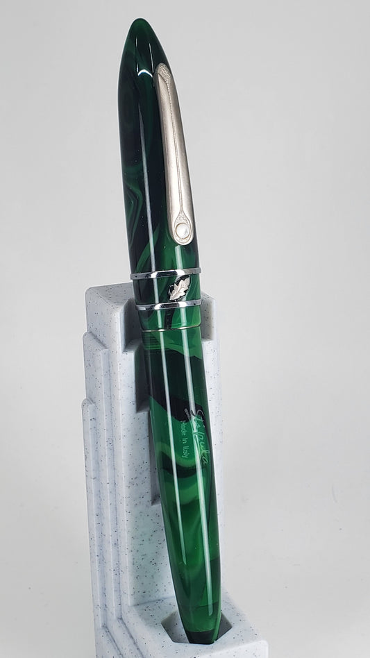 Stipula Model T Speedball Cap Green Malachite Rollerball Pen