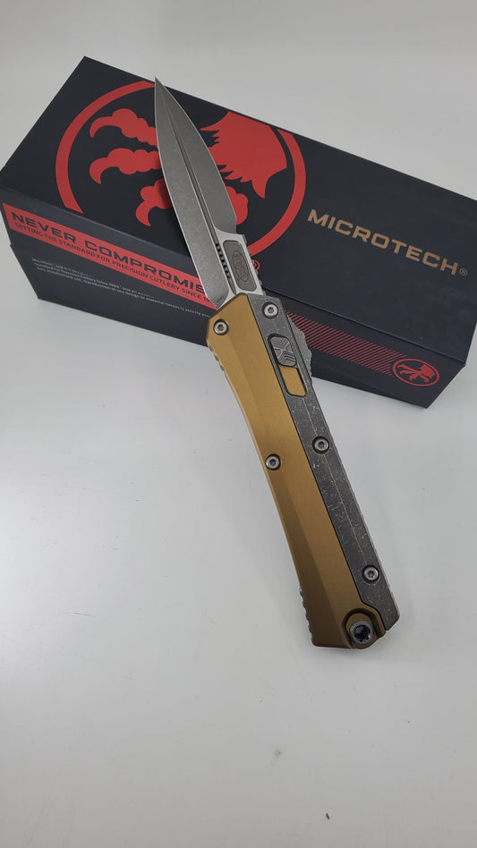 Microtech Glykon Bayonet TAN Nickel Boron Internals Out the Front Knife