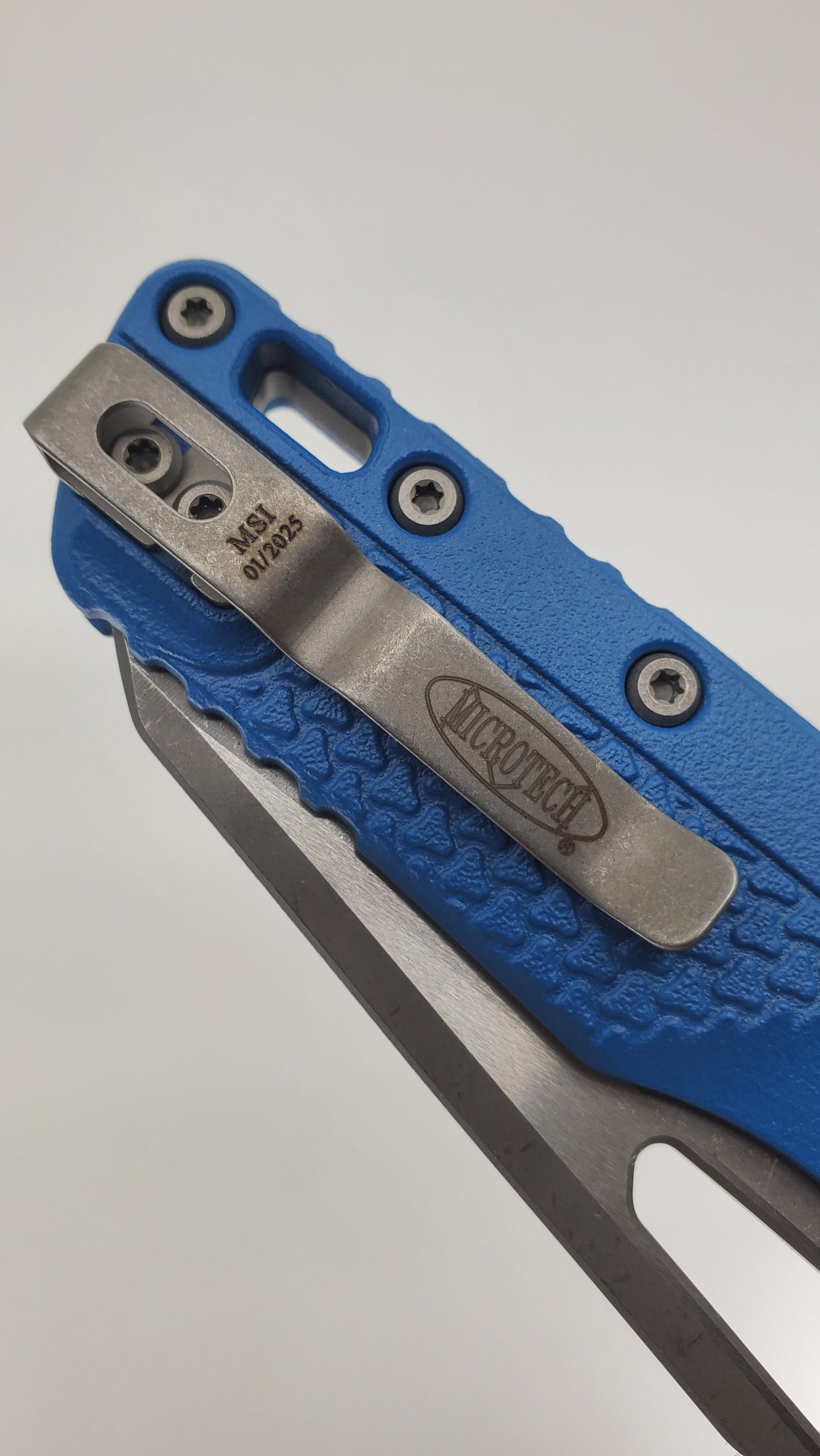 Microtech MSI S/E Tri-Grip Cerakote Blue Apocalyptic Folding Knife