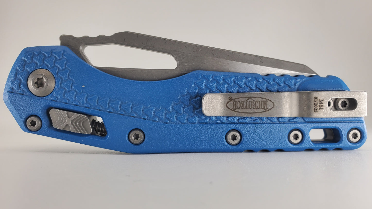 Microtech MSI S/E Tri-Grip Cerakote Blue Apocalyptic Folding Knife