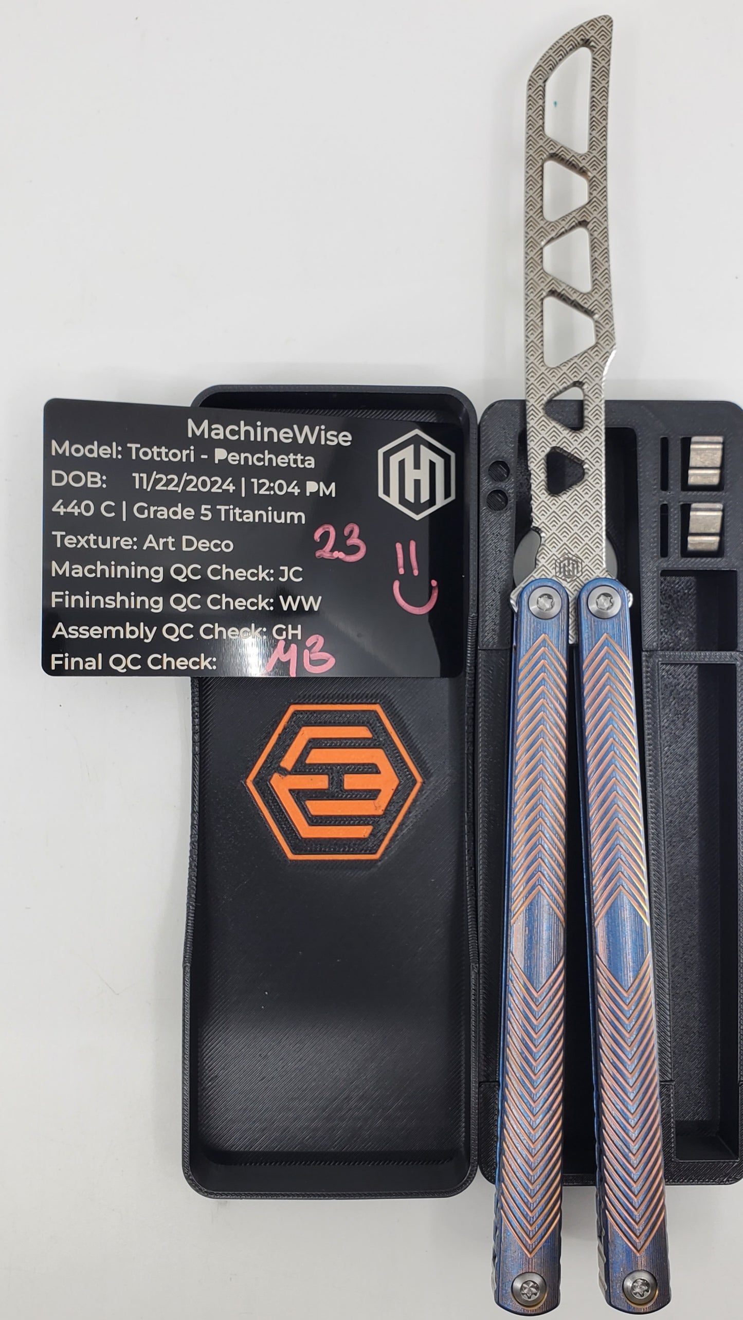 Machinewise Tottori Penchetta 2nd Special Edition Art Deco Handle Milling Balisong