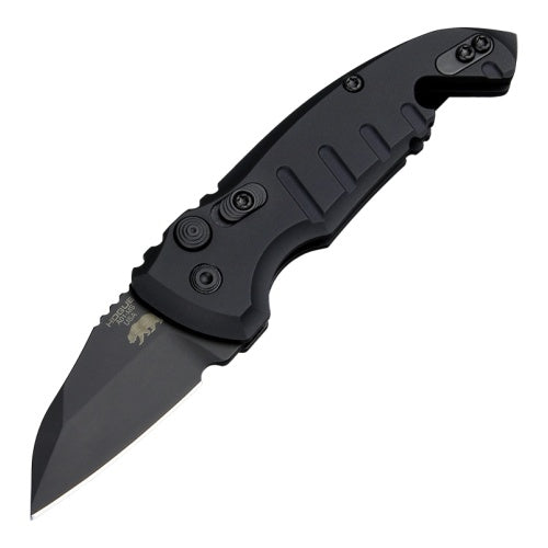 Hogue SIG Sauer A01 Microswitch Cerakote Black Aluminum Wharncliffe Black Auto Folding Knife and Bottle Opener