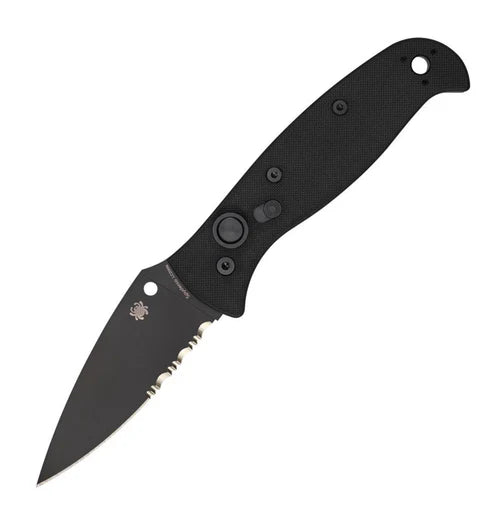 Spyderco Autonomy 2 All Black Partial Serrated Automatic Folding Knife