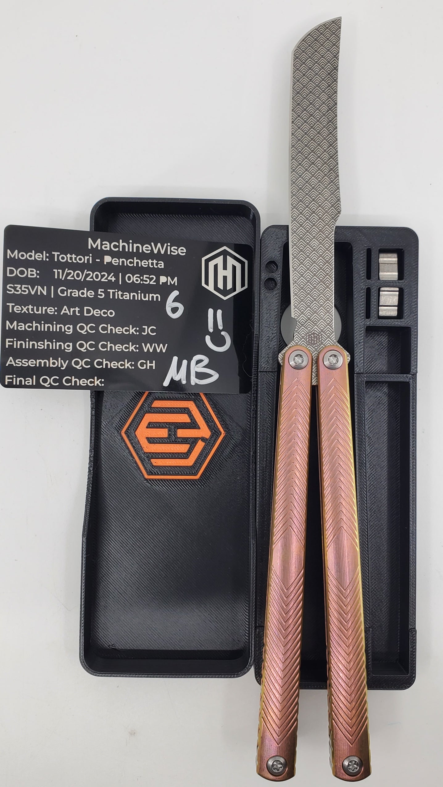 Machinewise Tottori Penchetta 2nd Special Edition Art Deco Handle Milling Balisong