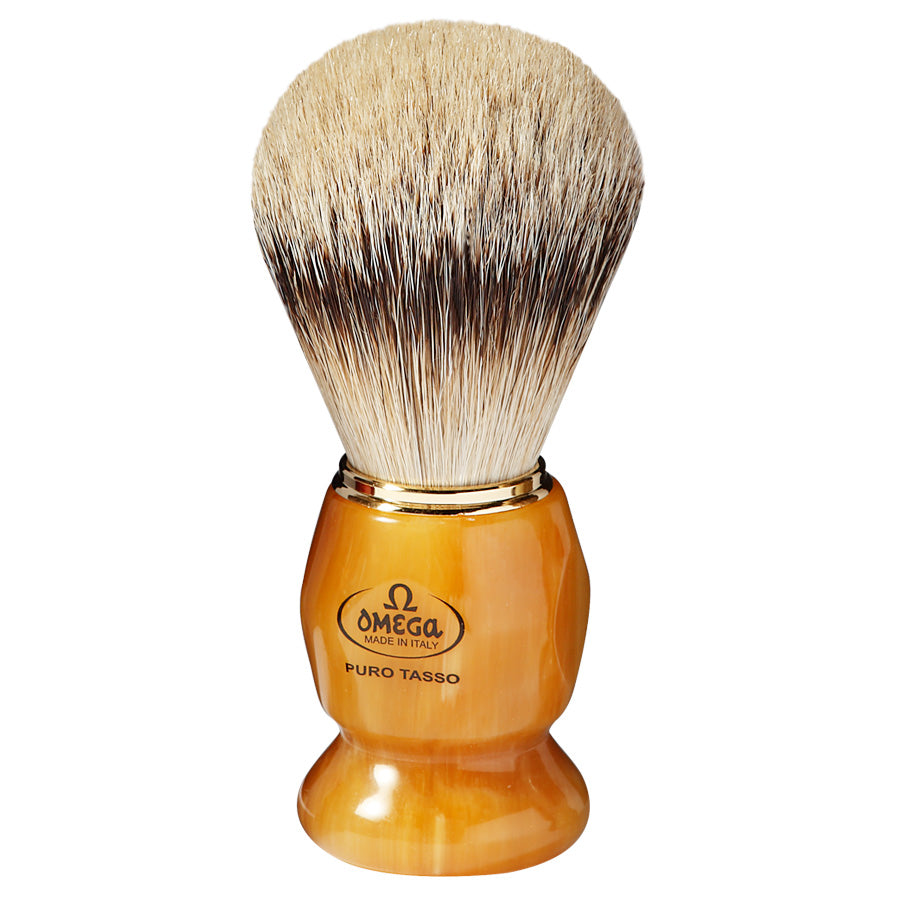 Omega 617 Super Badger Hair Shaving Brush  Orange/Yellow Resin Handle