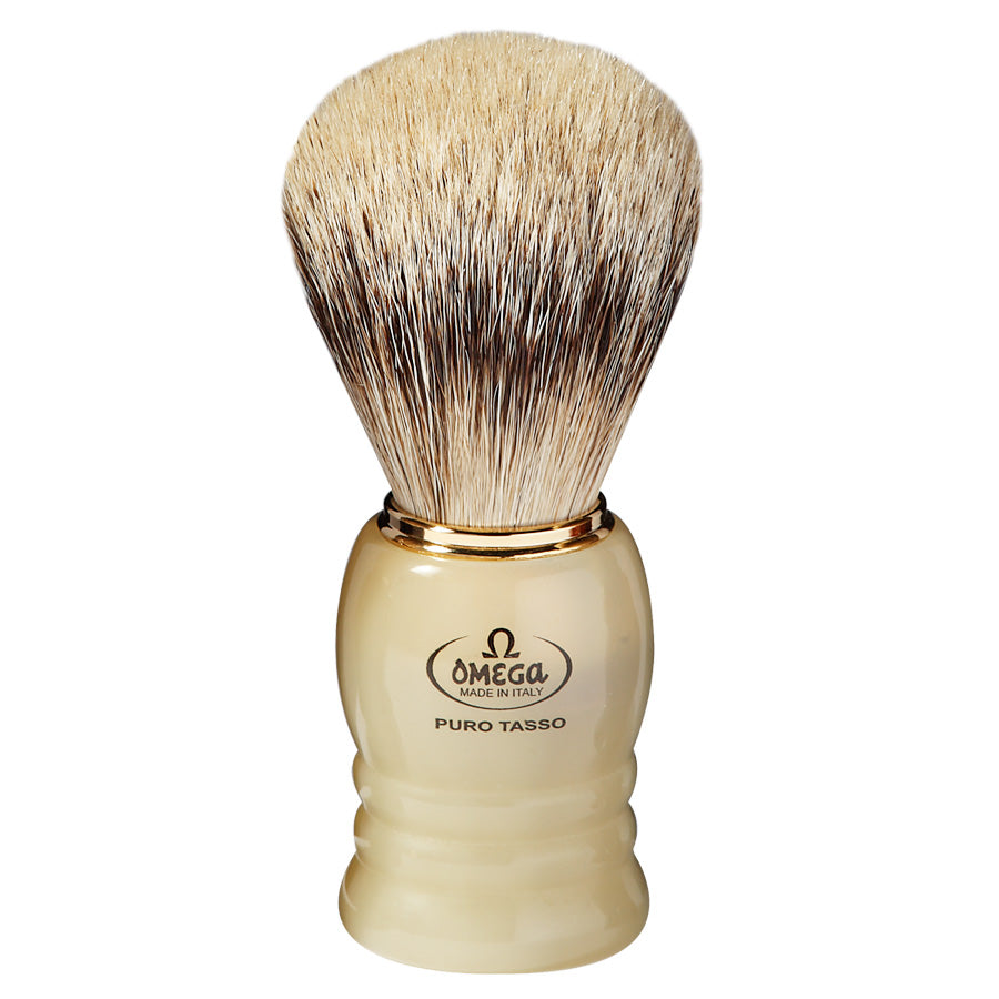 Omega 620 Super Badger Hair Shaving Brush Horn-like Resin Handle