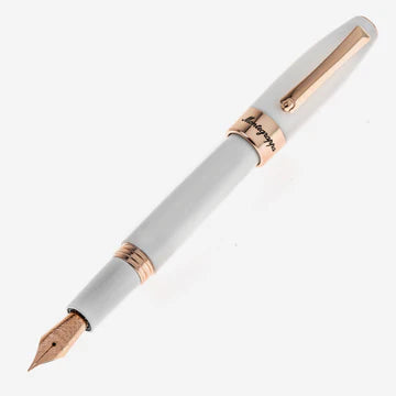 Montegrappa Fortuna White with Rose Gold Trim Fountain Pen Steel Fine Nib