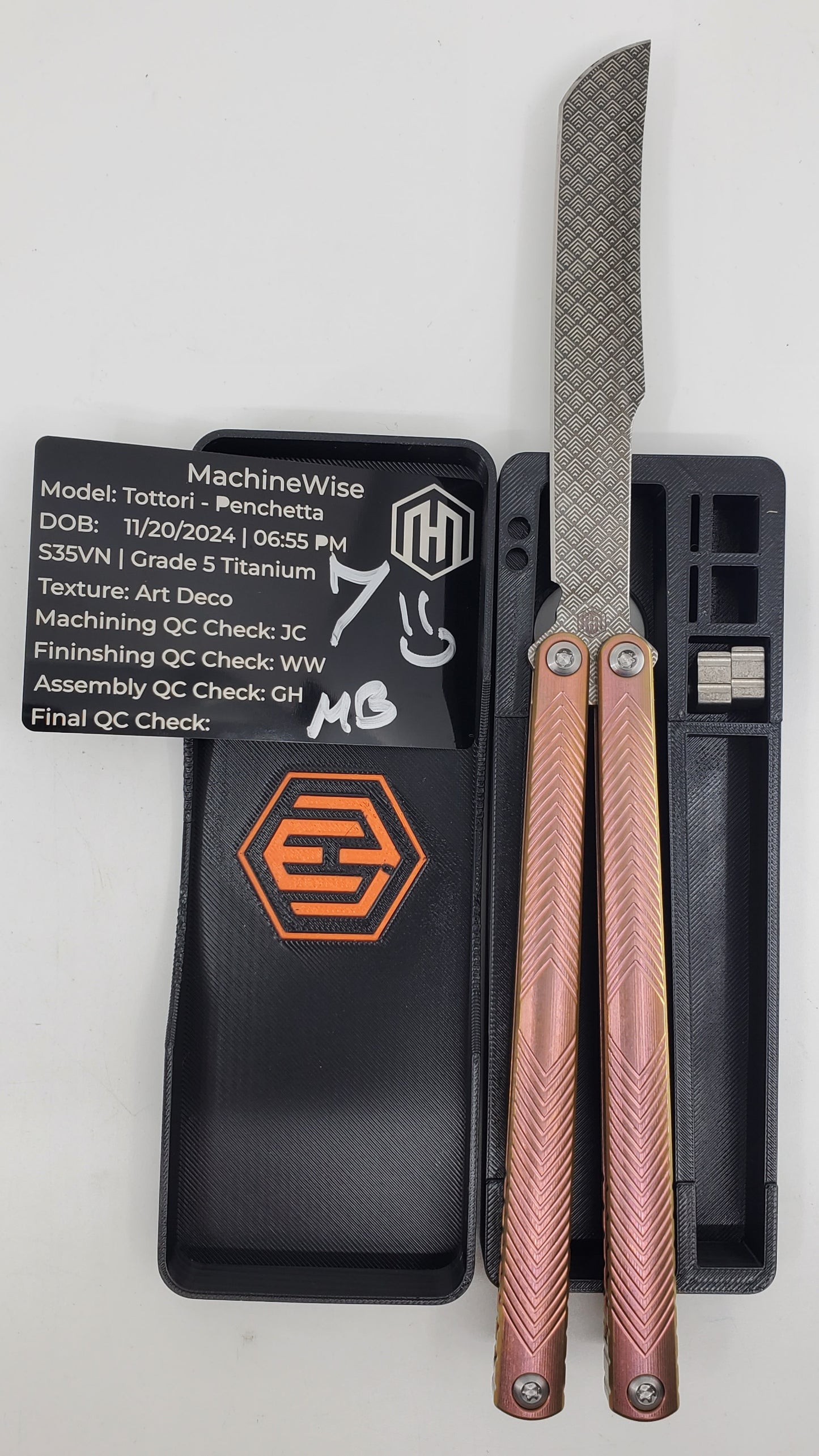 Machinewise Tottori Penchetta 2nd Special Edition Art Deco Handle Milling Balisong