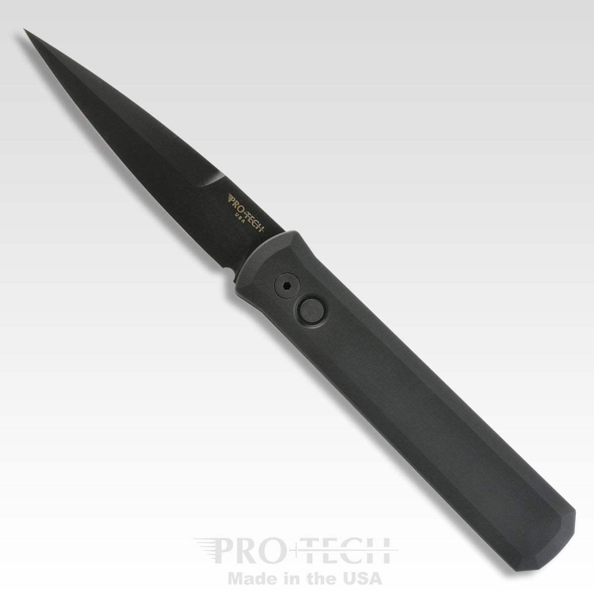 Protech Godfather Swat Black Handle Black Blade Auto Folding Knife