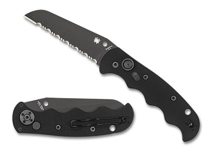 Spyderco Autonomy 2 All Black Full Serrated Sheepsfoot Automatic Folding Knife