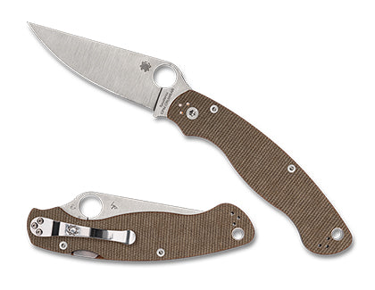 Spyderco Military 2 Brown Canvas Micarta Folding Knife