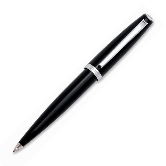 Aurora Style Resin Black w/ Silver Accents Ballpoint Pen