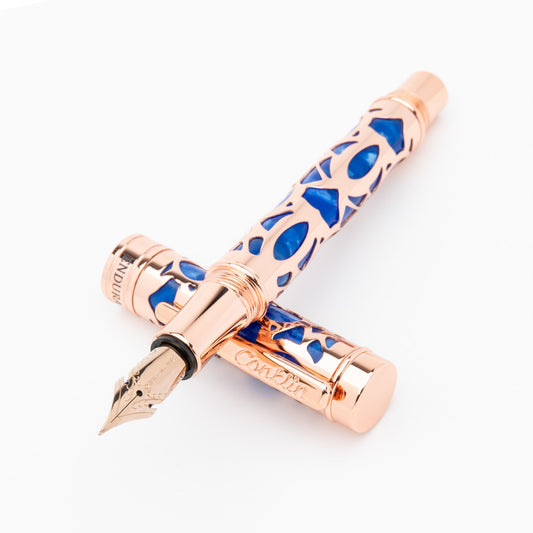 Conklin Endura Deco Crest Blue / Rose Gold Fountain Pen Medium Nib