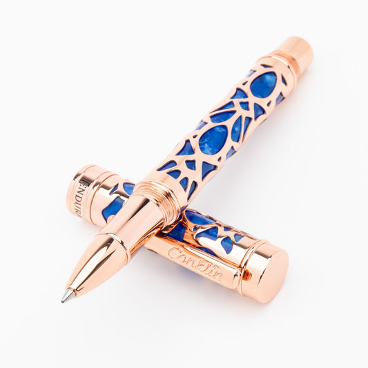 Conklin Endura Deco Crest Blue / Rosegold Rollerball Pen